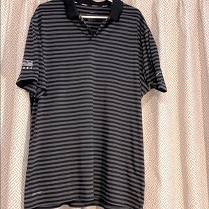NWOT Nike Golf Dry Fit LPGA Classic Black and Gray Striped Polo Size XL